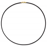 14K Yellow Clasp 2mm Black Leather Cord Necklace - 16in view 4