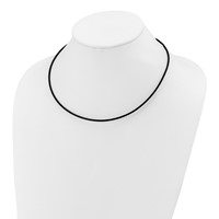 14K Yellow Gold Clasp 2mm Black Leather Cord Necklace, 18" view 3