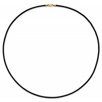 14K Yellow Gold Clasp 2mm Black Leather Cord Necklace, 18" view 4