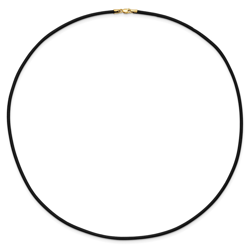 14k Yellow Clasp 2mm 20 inch Black Leather Cord Necklace (XG260-20)