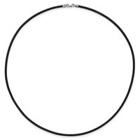 14K White Gold Clasp 2mm Black Leather Cord Necklace - 16in view 4