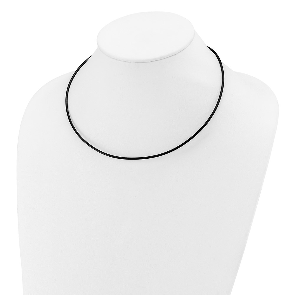 14k White Gold Clasp 2mm 18 inch Black Leather Cord Necklace (XG261-18)