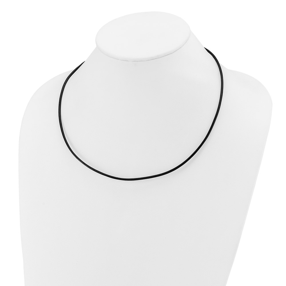 14k White Gold Clasp 2mm 20 inch Black Leather Cord Necklace (XG261-20)