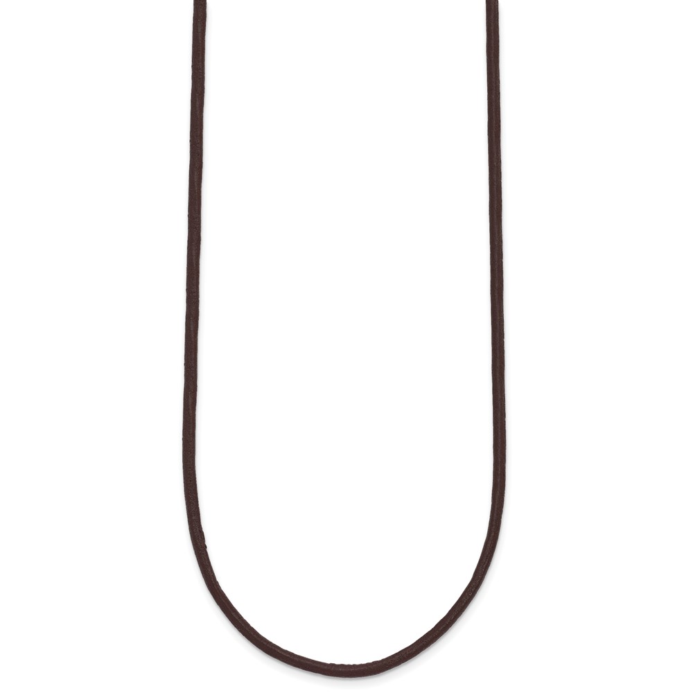 14k Yellow Clasp 2mm 18 inch Brown Leather Cord Necklace (XG262-18)