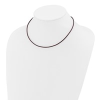14K Yellow Gold Clasp 2mm Brown Leather Cord Necklace, 16" view 3
