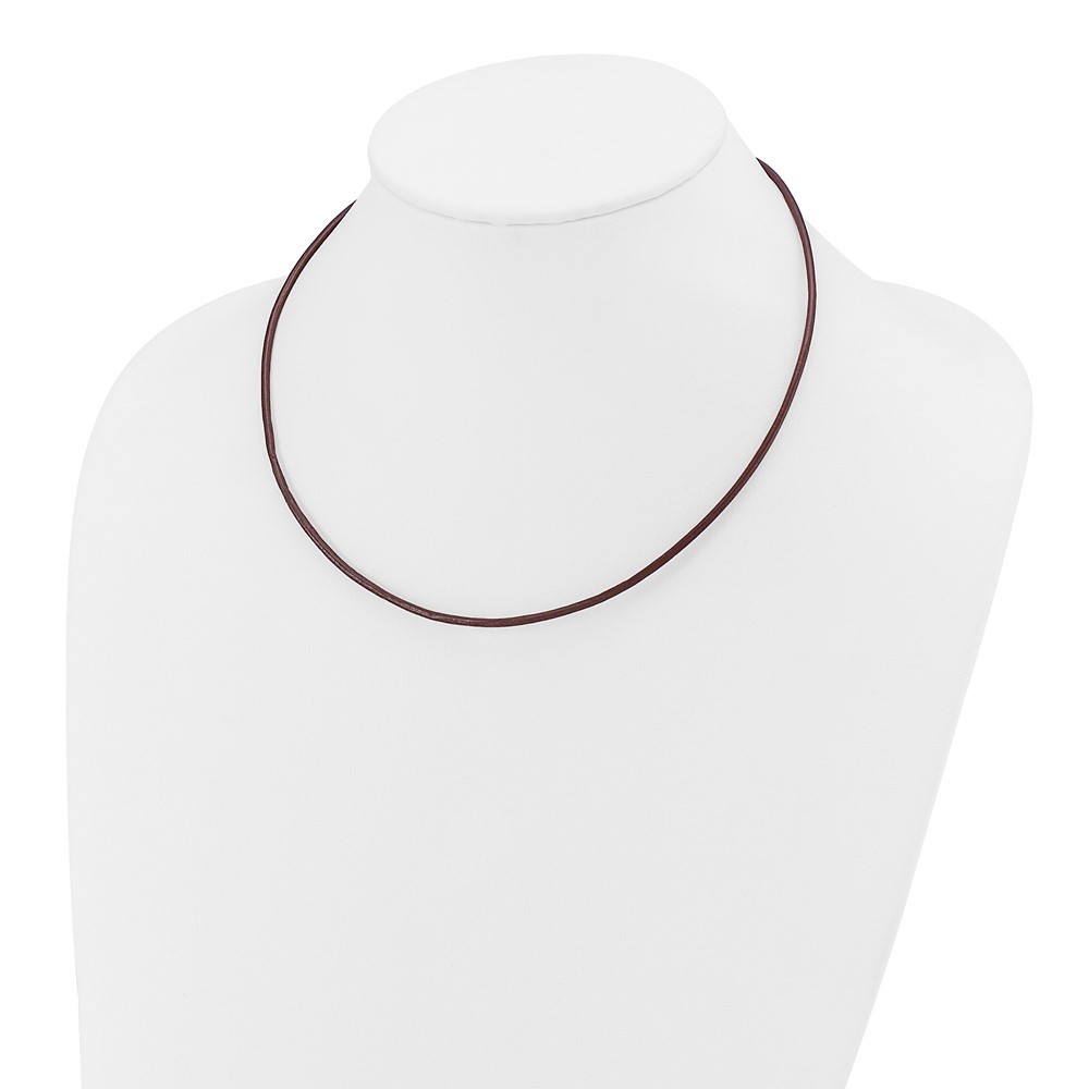 14k Yellow Clasp 2mm 18 inch Brown Leather Cord Necklace (XG262-18)