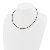 14K Yellow Gold Clasp 2mm Brown Leather Cord Necklace, 18" view 3