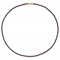 14K Yellow Gold Clasp 2mm Brown Leather Cord Necklace, 18" view 4
