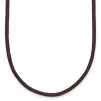 14K Yellow Gold Clasp 2mm Brown Leather Cord Necklace, 16" view 1