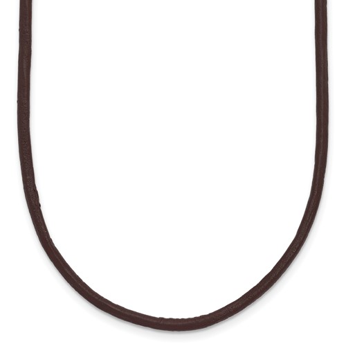 14K Yellow Gold Clasp 2mm Brown Leather Cord Necklace - 16in