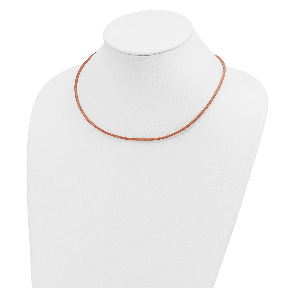 14k Yellow Clasp 2mm 18 inch Natural Leather Cord Necklace (XG263-18)