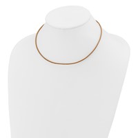 14K Yellow Gold Clasp 2mm Natural Leather Cord Necklace, 16" view 3