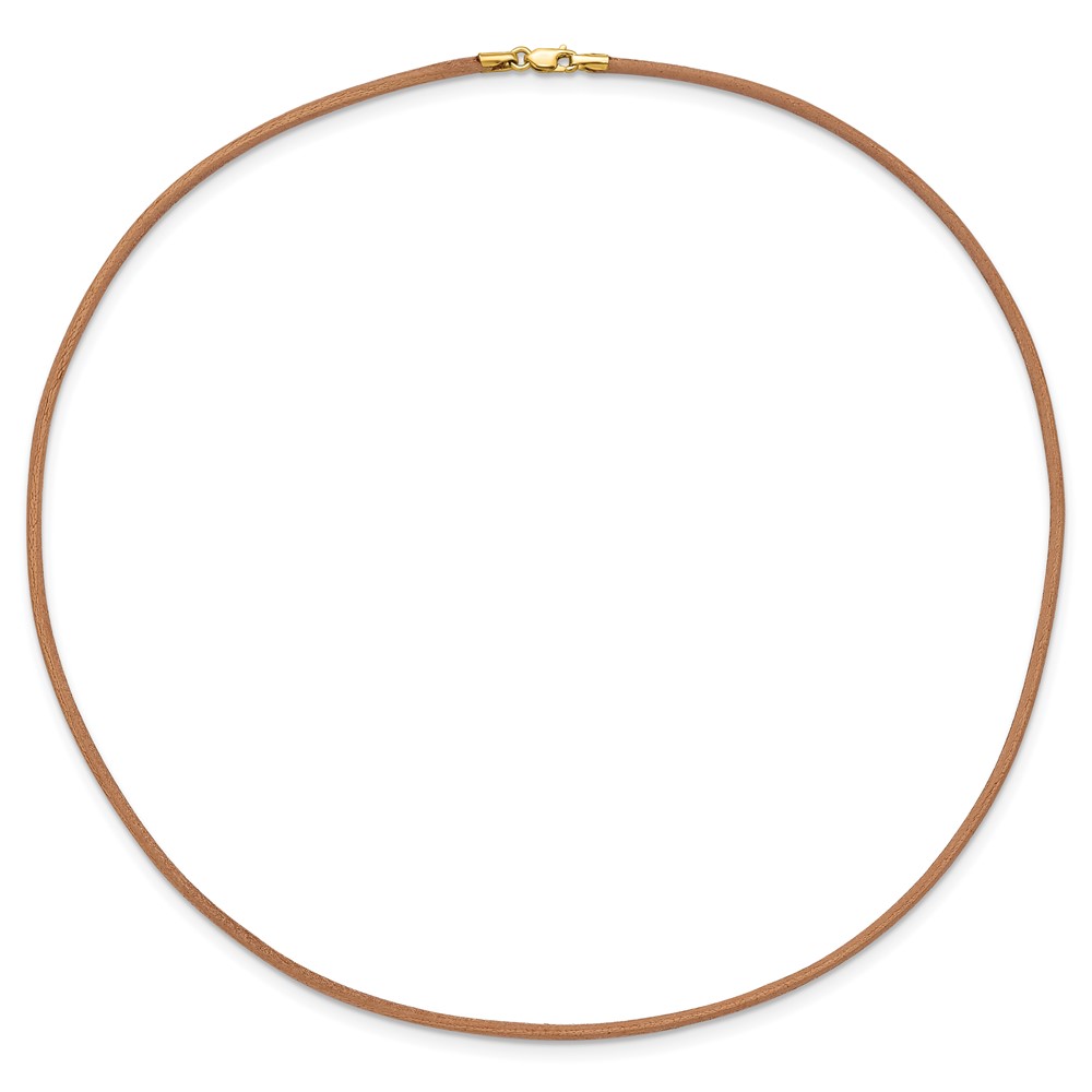 14k Yellow Clasp 2mm 16 inch Natural Leather Cord Necklace (XG263-16)