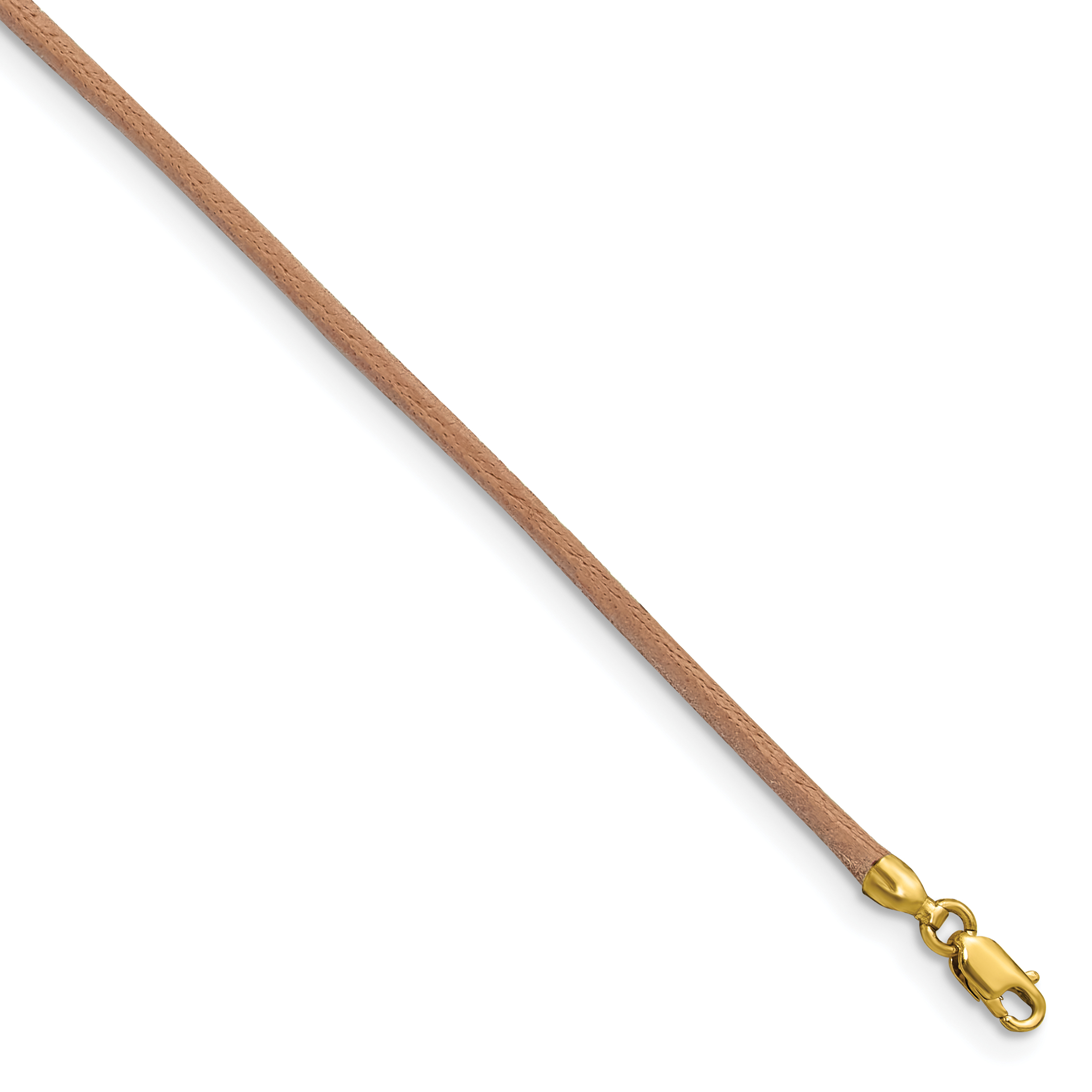 14k Yellow Clasp 2mm 16 inch Natural Leather Cord Necklace (XG263-16)