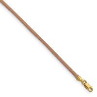 14K Yellow Gold Clasp 2mm Natural Leather Cord Necklace, 16" view 1