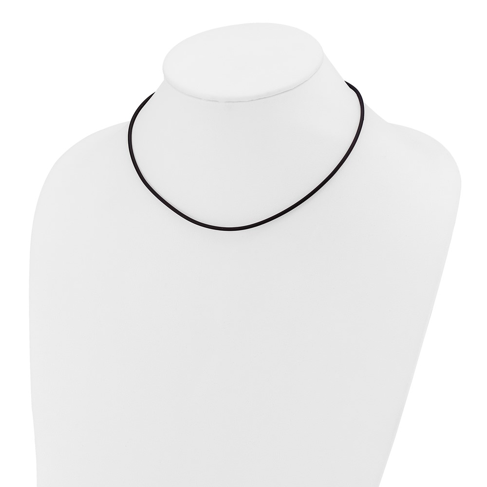 14k Yellow Clasp 2mm 16 inch Black Rubber Cord Necklace (XG265-16)