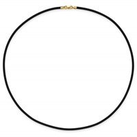 14K Yellow Gold Clasp 2mm Black Rubber Cord Necklace, 16" view 4