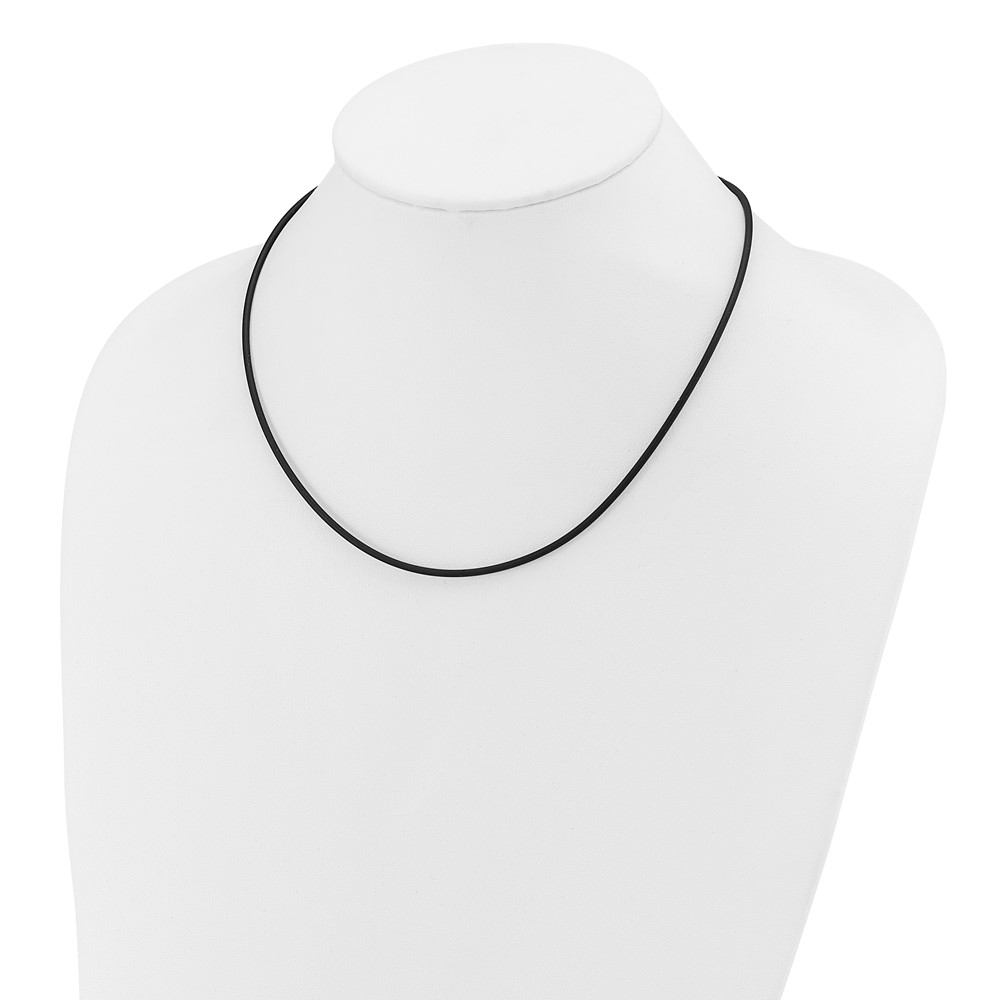 14k Yellow Clasp 2mm 18 inch Black Rubber Cord Necklace (XG265-18)