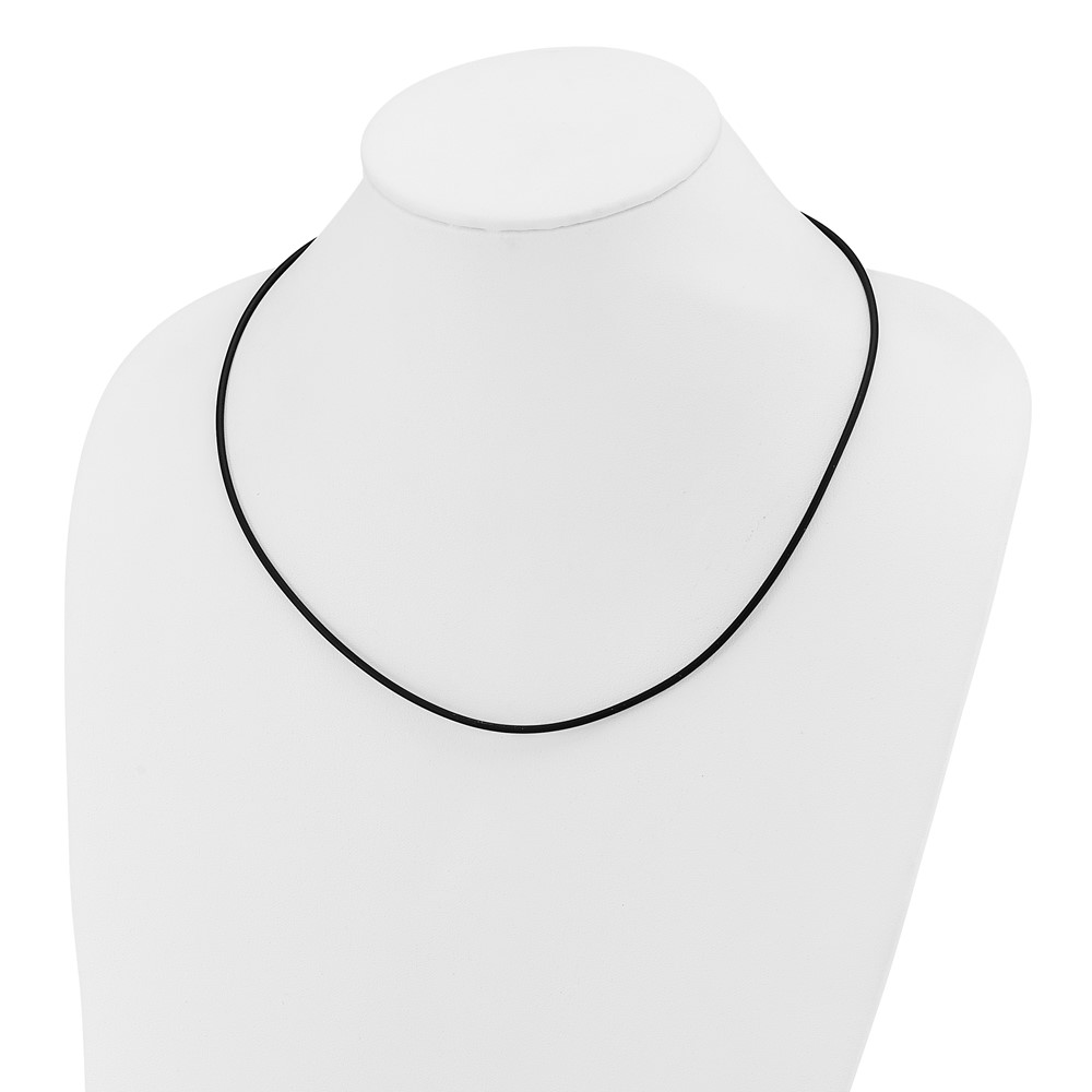 14k Yellow Clasp 2mm 20 inch Black Rubber Cord Necklace (XG265-20)