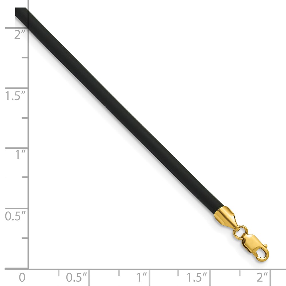 14k Yellow Clasp 3mm 18 inch Black Rubber Cord Necklace (XG266-18)