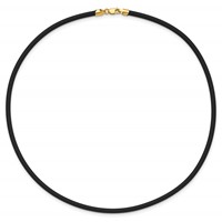 14K Yellow Gold Clasp 3mm Black Rubber Cord Necklace, 16" view 4