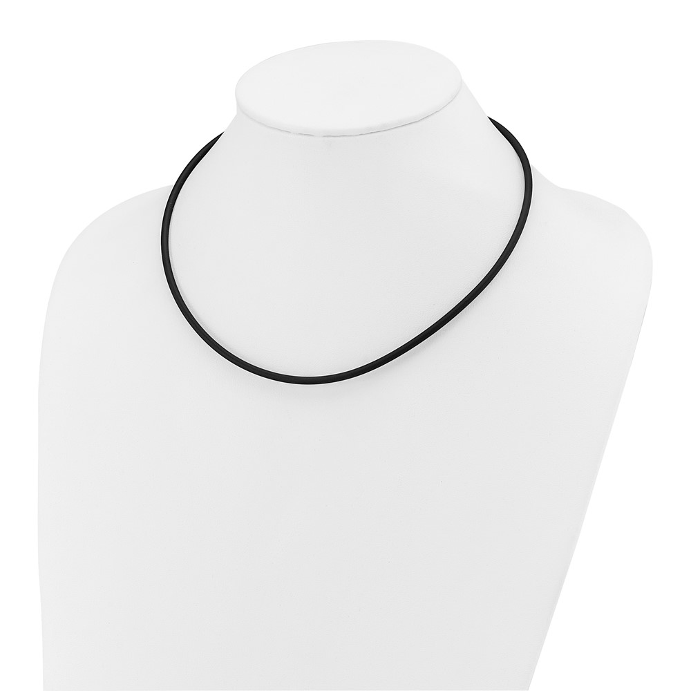 14k Yellow Clasp 3mm 18 inch Black Rubber Cord Necklace (XG266-18)
