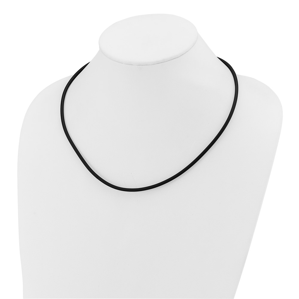 14k Yellow Clasp 3mm 20 inch Black Rubber Cord Necklace (XG266-20)