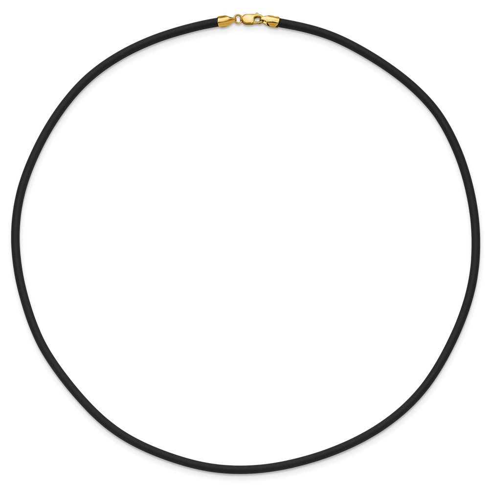 14k Yellow Clasp 3mm 20 inch Black Rubber Cord Necklace (XG266-20)