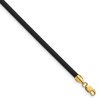 14K Yellow Gold Clasp 3mm Black Rubber Cord Necklace, 16" view 1