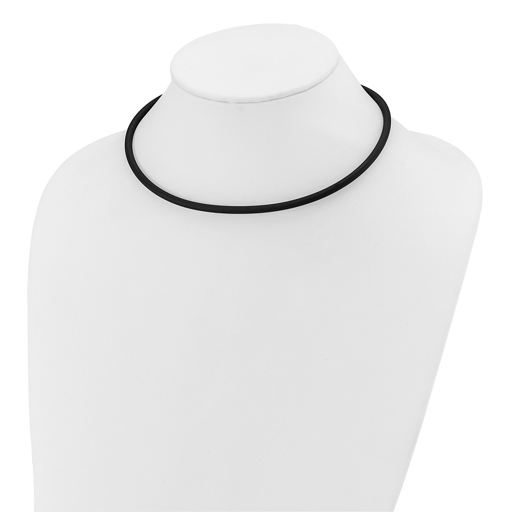 14k Yellow Clasp 4mm 16 inch Black Rubber Cord Necklace (XG267-16)