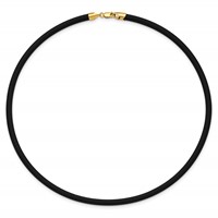 14K Yellow Gold Clasp 4mm Black Rubber Cord Necklace, 16" view 4