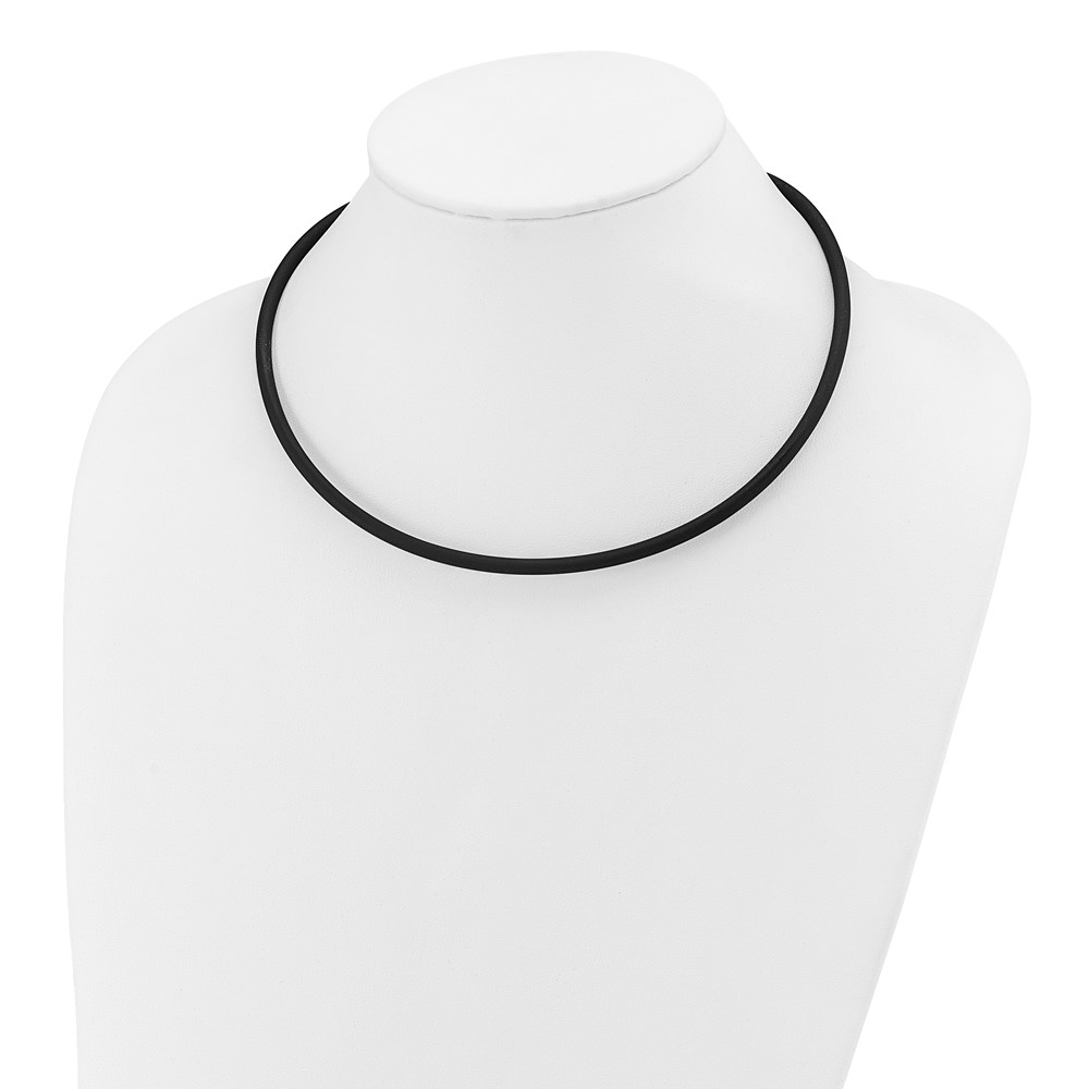 14k Yellow Clasp 4mm 18 inch Black Rubber Cord Necklace (XG267-18)