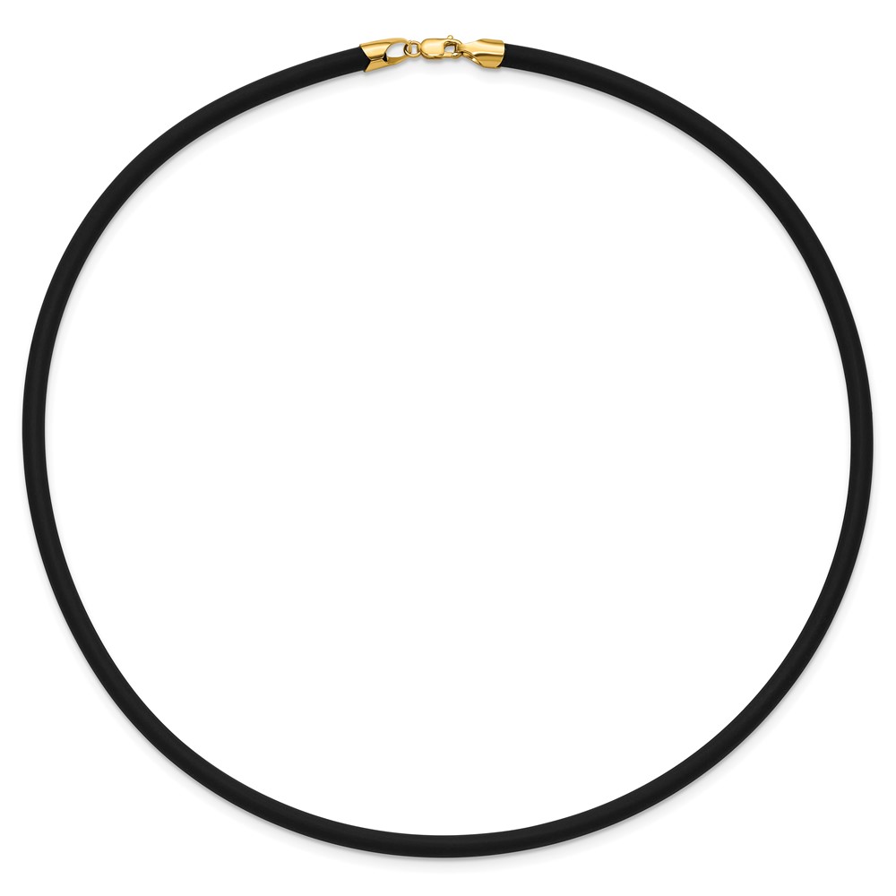14k Yellow Clasp 4mm 18 inch Black Rubber Cord Necklace (XG267-18)