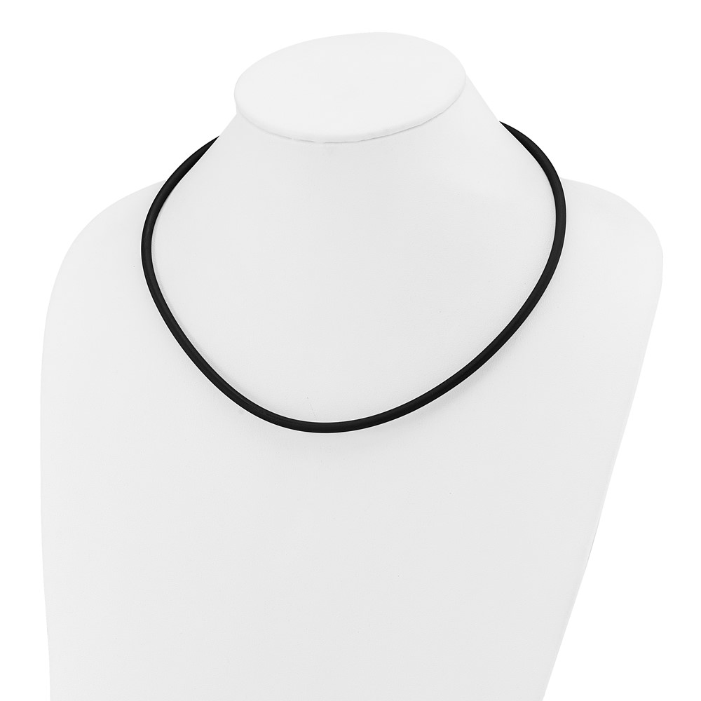 14k Yellow Clasp 4mm 20 inch Black Rubber Cord Necklace (XG267-20)