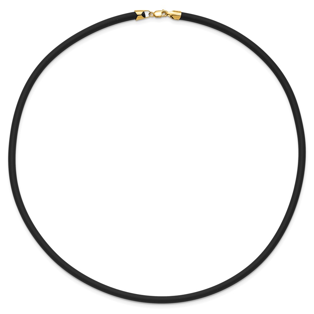 14k Yellow Clasp 4mm 20 inch Black Rubber Cord Necklace (XG267-20)