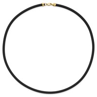 14K Yellow Gold Clasp 4mm Black Rubber Cord Necklace, 20" view 4