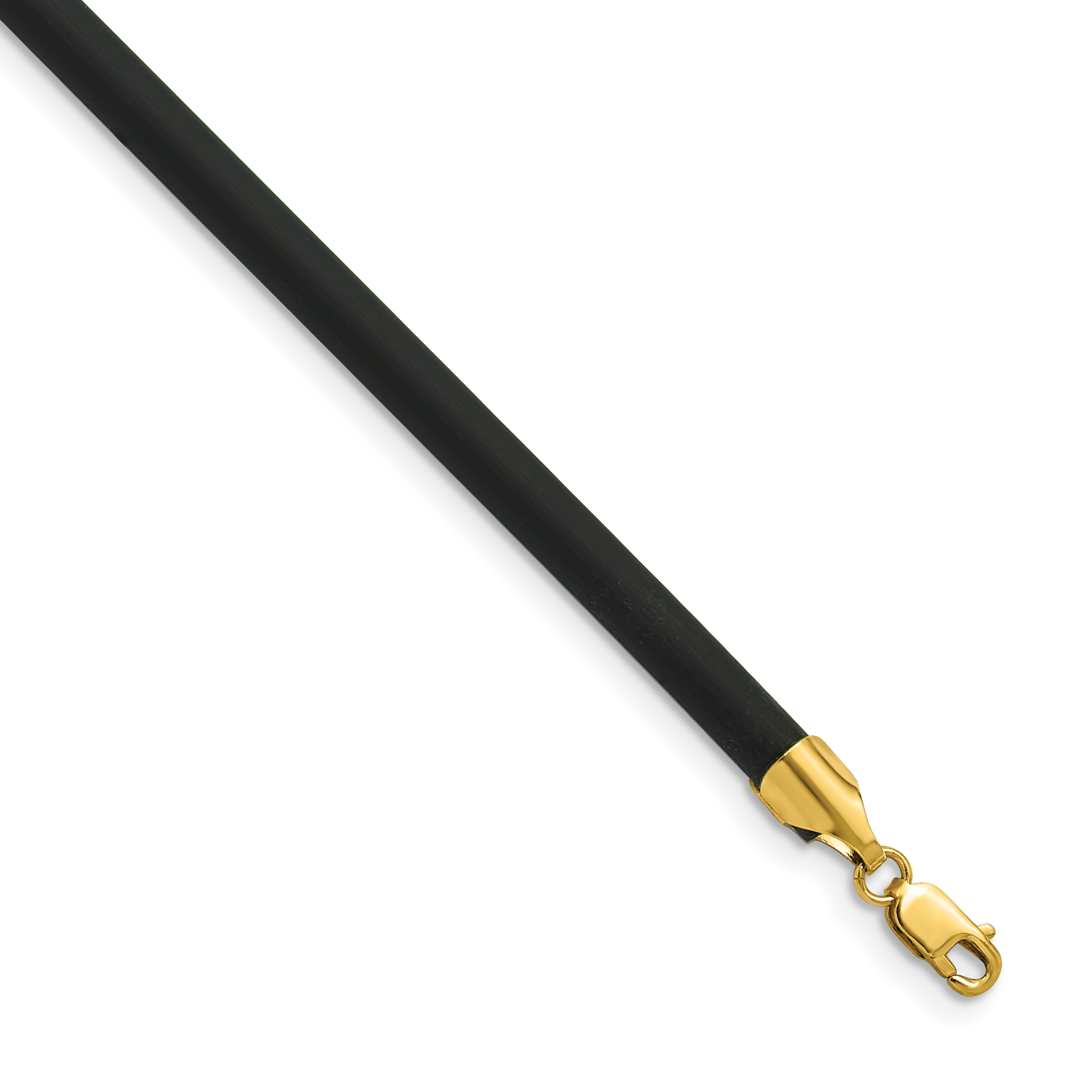 14k Yellow Clasp 4mm 16 inch Black Rubber Cord Necklace (XG267-16)