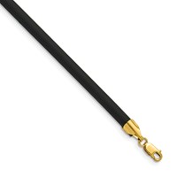 14K Yellow Gold Clasp 4mm Black Rubber Cord Necklace, 16" view 1