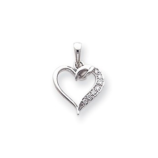 14k White Gold A Diamond heart pendant