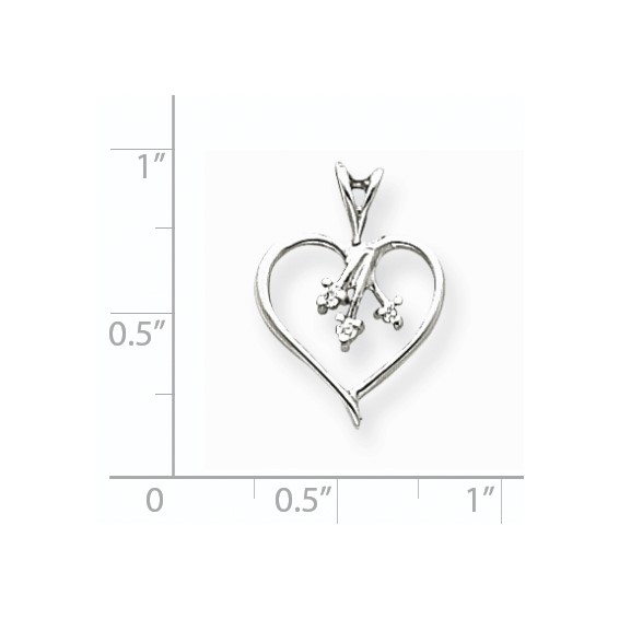 14k White Gold A Diamond heart pendant