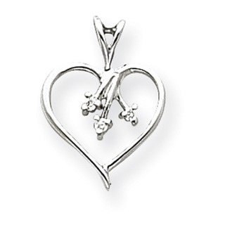 14k White Gold A Diamond heart pendant
