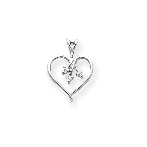 14k White Gold A Diamond heart pendant