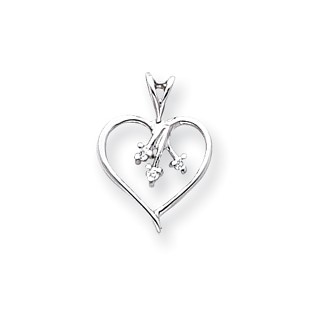 14k White Gold VS Diamond heart pendant
