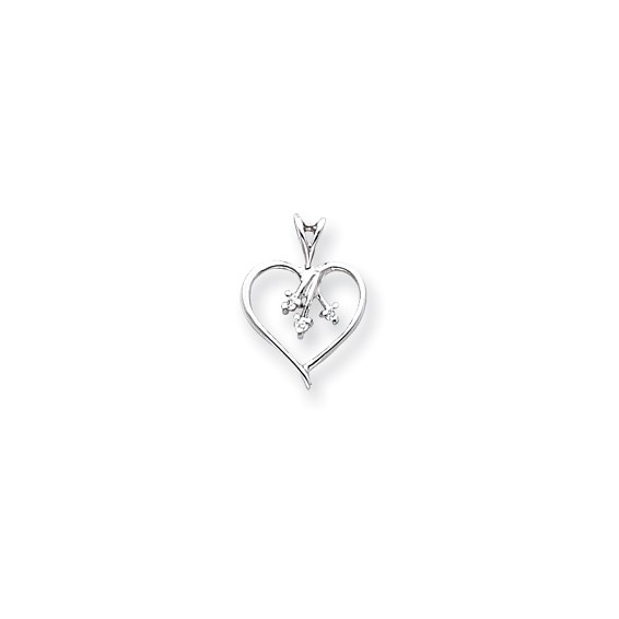 14k White Gold VS Diamond heart pendant