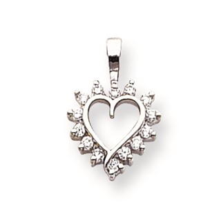 14k White Gold VS Diamond heart pendant