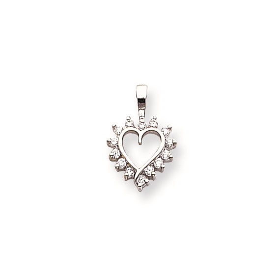 14k White Gold VS Diamond heart pendant
