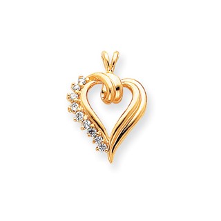 14k AAA Diamond heart pendant