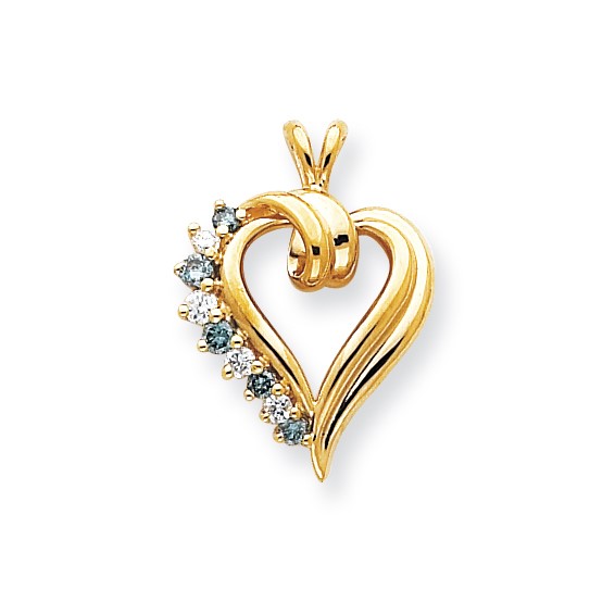 14k Blue dia/AA Heart Pendant