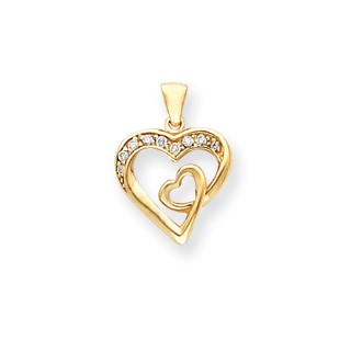 14k AA Diamond heart pendant