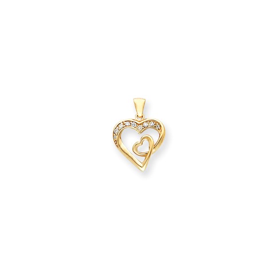 14k AA Diamond heart pendant